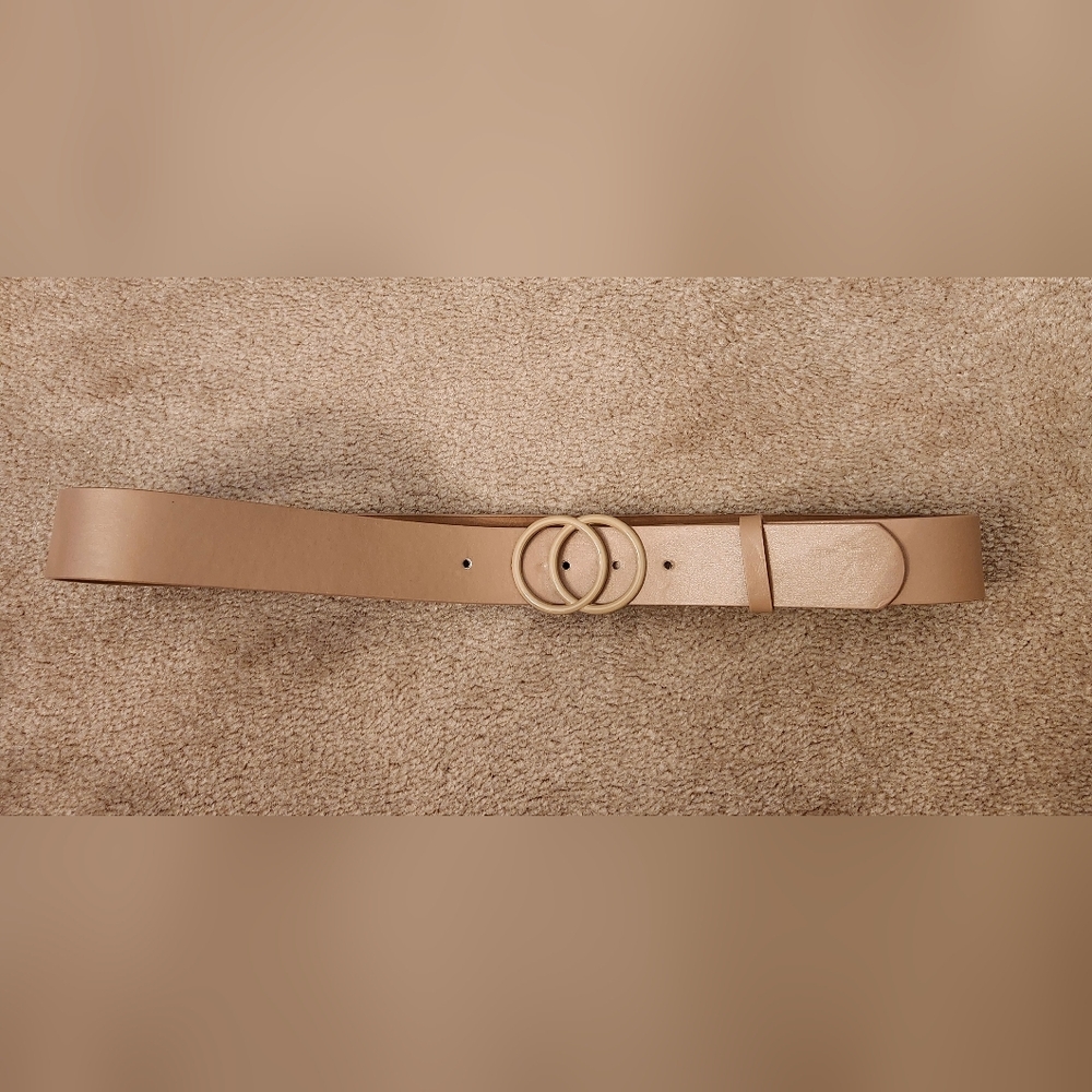 Neutral Tan Double-Ring Women's Belt